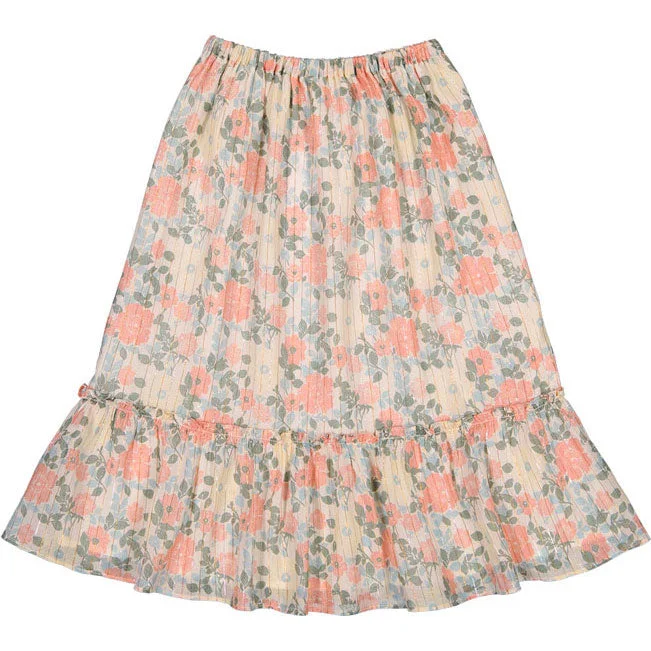 Louis Louise Pink Lurex Vintage Flower Rachel Skirt