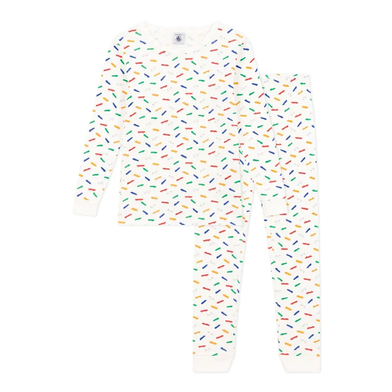 Petit Bateau White Multi Skateboard Print Loungewear