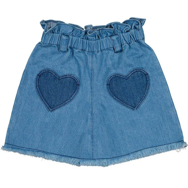 Louis Louise Blue Denim Patchwork School Skirt