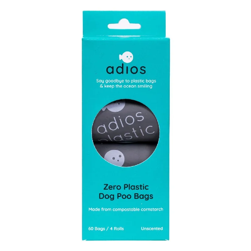 Adios Compostable & Biodegradable Dog Poo Bags Grey 60 per pack