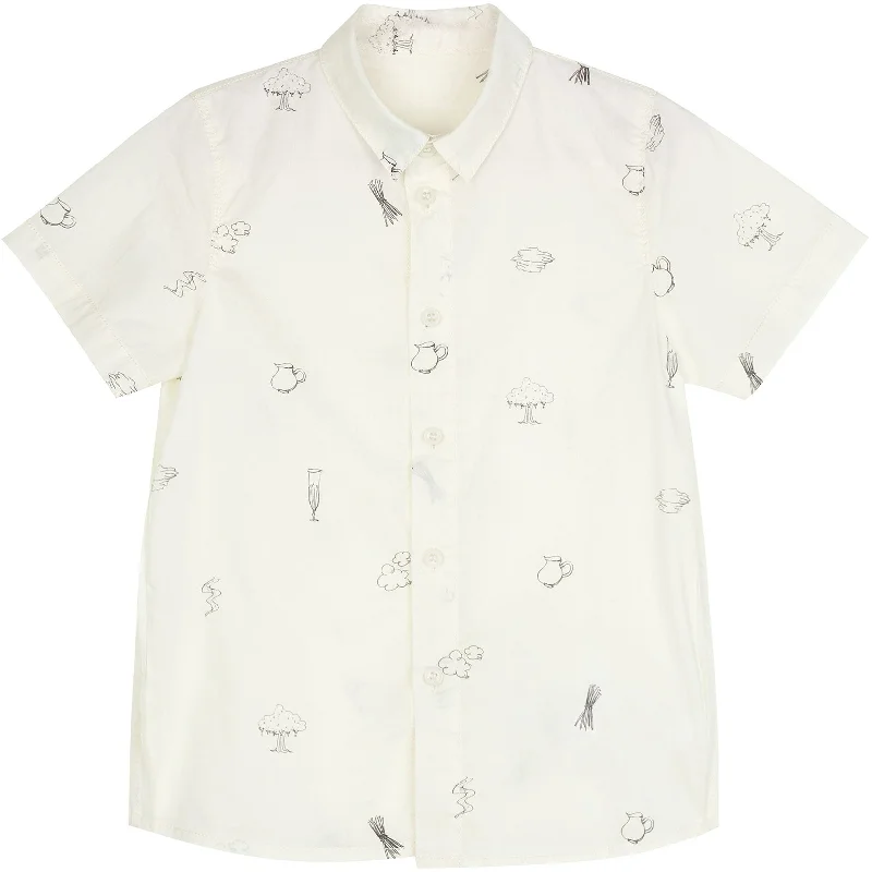 JNBY White Printed Short Sleeve Shirt