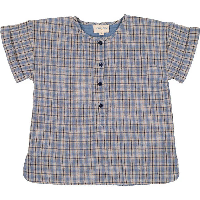 Louis Louise Blue Cotton Tartan Saul Shirt