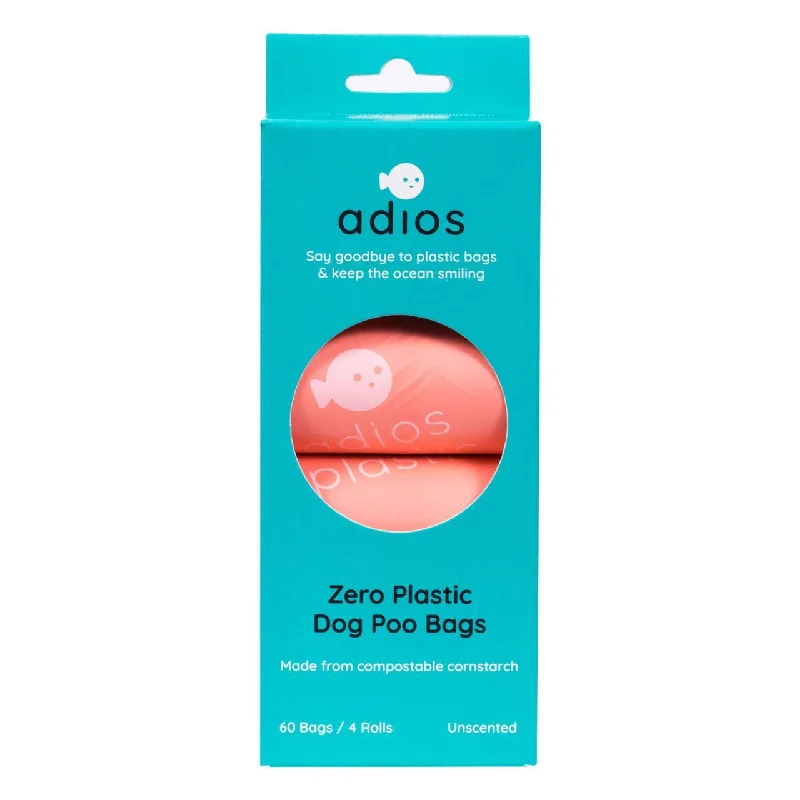 Adios Compostable & Biodegradable Dog Poo Bags Pink 60 per pack