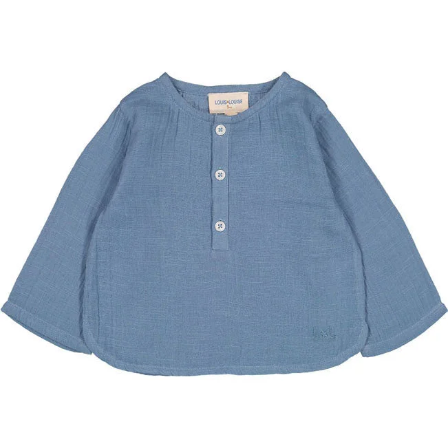 Louis Louise Blue Double Gauze Oncle Baby Shirt