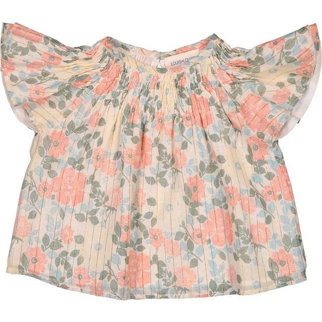 Louis Louise Pink Lurex Vintage Flower Soleil Baby Tunic