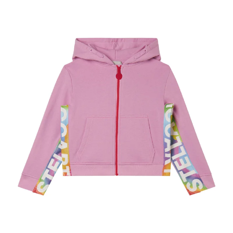 Stella Mccartney Pink Logo Tape Zip Up Hoodie