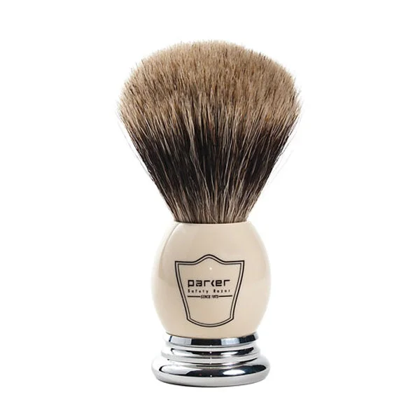 Parker WCPB White and Chrome Best Badger Shave Brush  #10068060