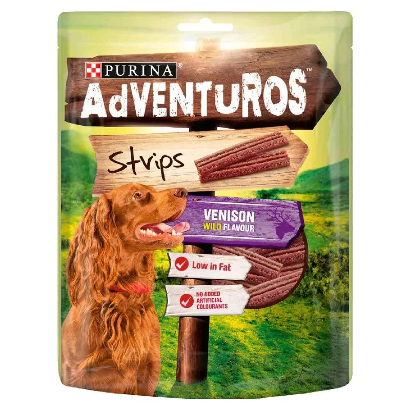 Adventuros Strips Dog Treat Venison Flavour 90g