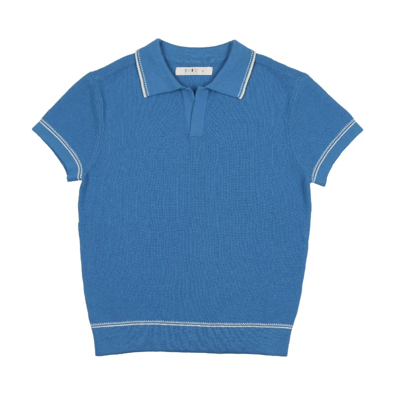 Coco Blanc Cobalt Blue Stitched Polo