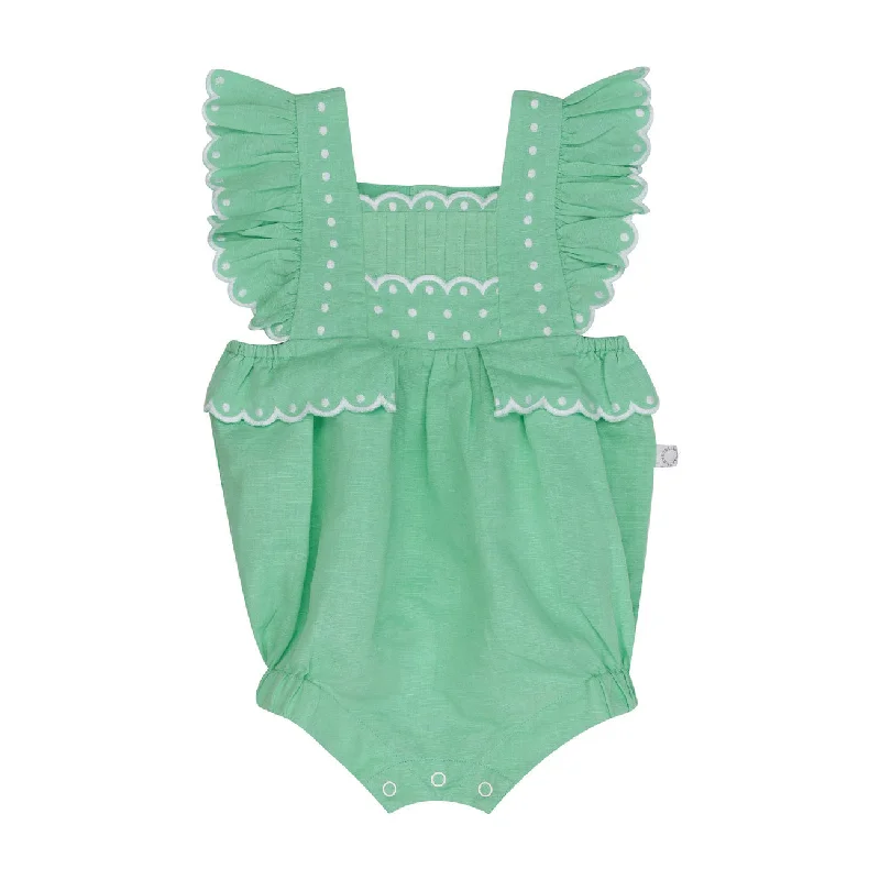 Stella Mccartney Green Embroidered Linen Romper