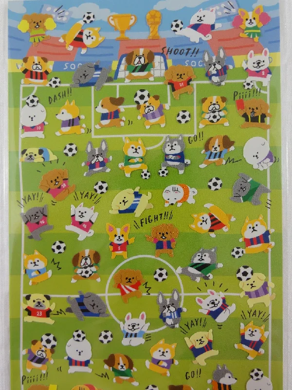 Cute Kawaii Mindwave Soccer Fun Dogs Sticker Sheet - for Journal Planner Craft