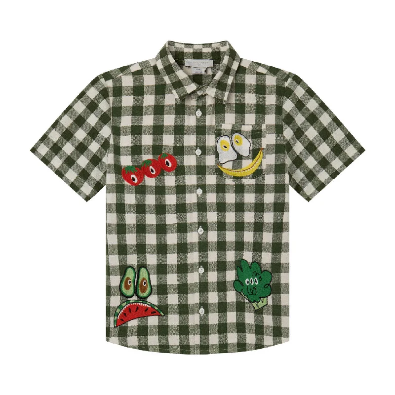 Stella Mccartney Green Veggie Badges Check Shirt