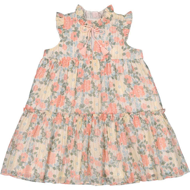 Louis Louise Pink Lurex Vintage Flower Goa Dress