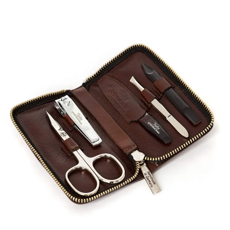 Taylor of Old Bond Street Brown Leather Manicure Set  #10069007