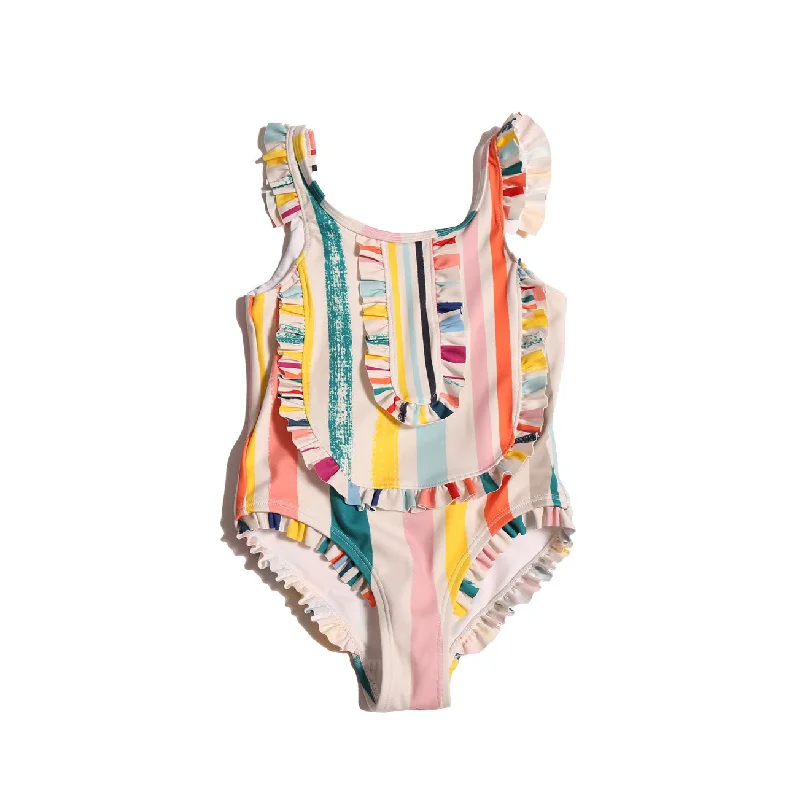 Tia Cibani Rainbow Ruffle Marina Diving Suit