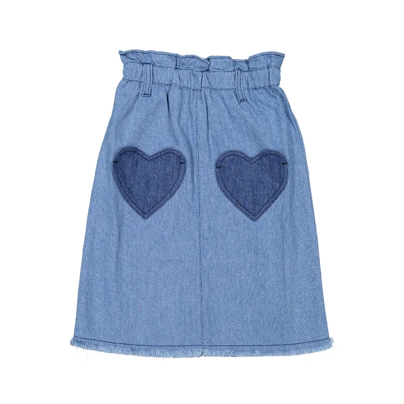 Louis Louise Blue Denim Patchwork Long School Skirt