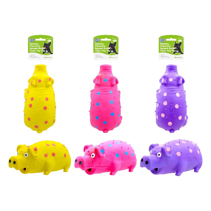 Dog Toy - Latex Colourful Spotted Pig