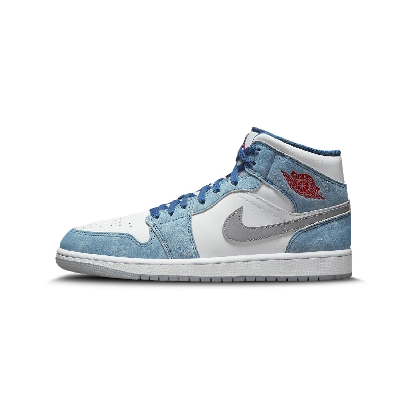 Jordan 1 Mid French Blue Fire Red