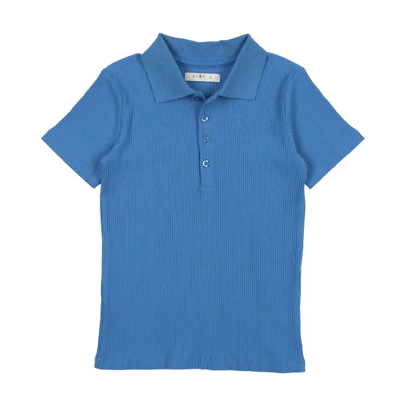 Coco Blanc Blue Ribbed Polo