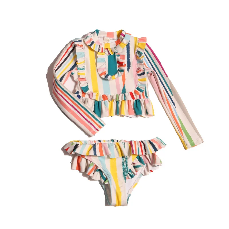 Tia Cibani Rainbow Ruffle Marina Rashguard Set