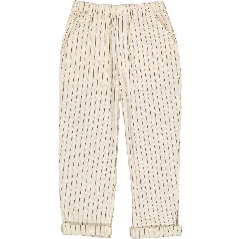 Louis Louise Cream Cotton Crepe Stripe Gazelle Trousers