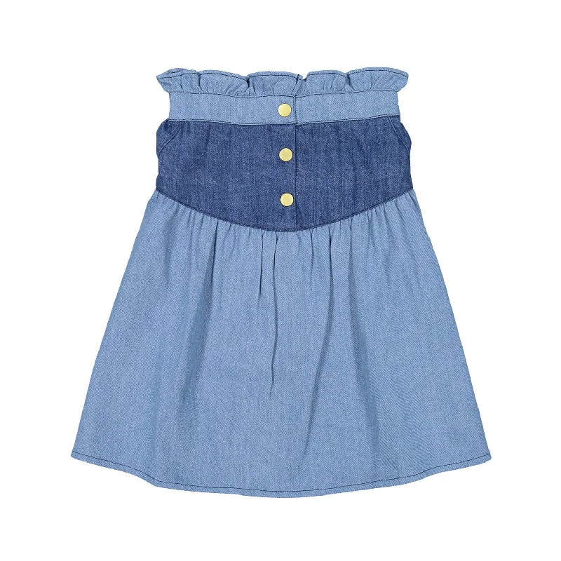 Louis Louise Blue Denim Patchwork Pipeaute Skirt