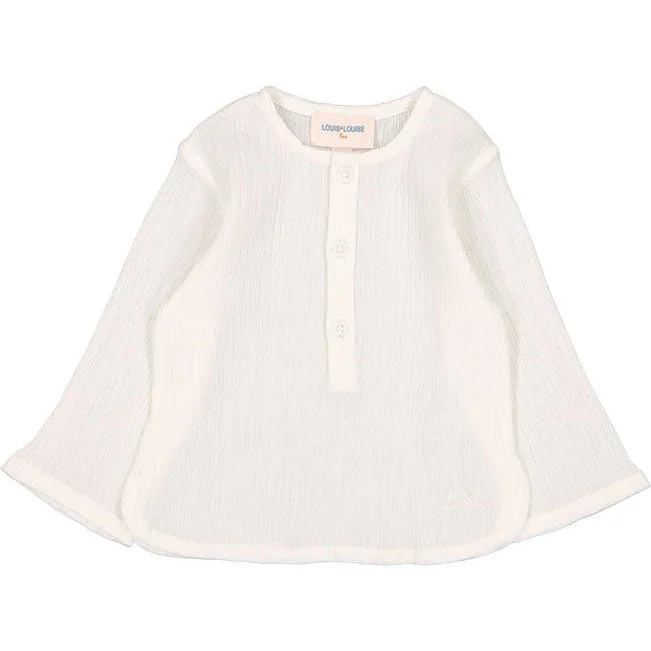 Louis Louise Off White Cotton Crepe Oncle Baby Shirt