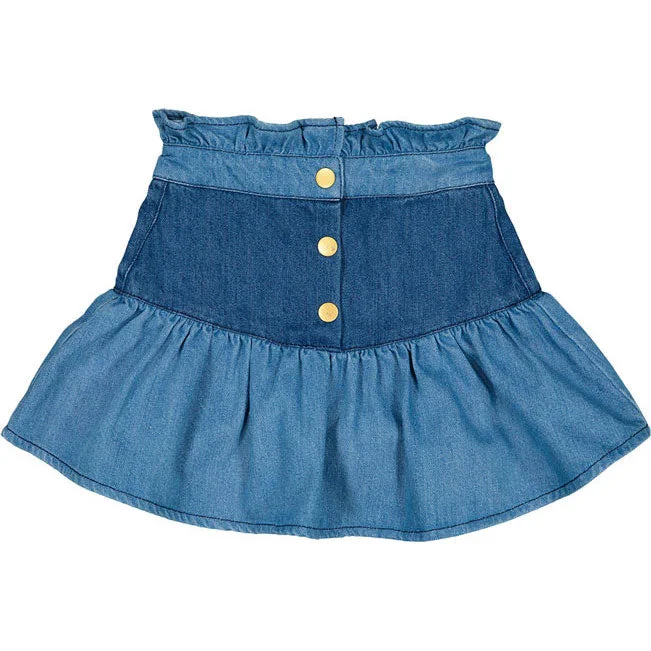 Louis Louise Blue Denim Patchwork Pipeau Skirt