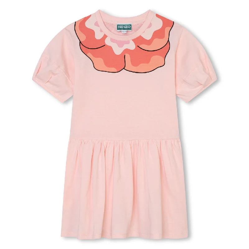 Kenzo Veiled Pink Collar Detail Dress