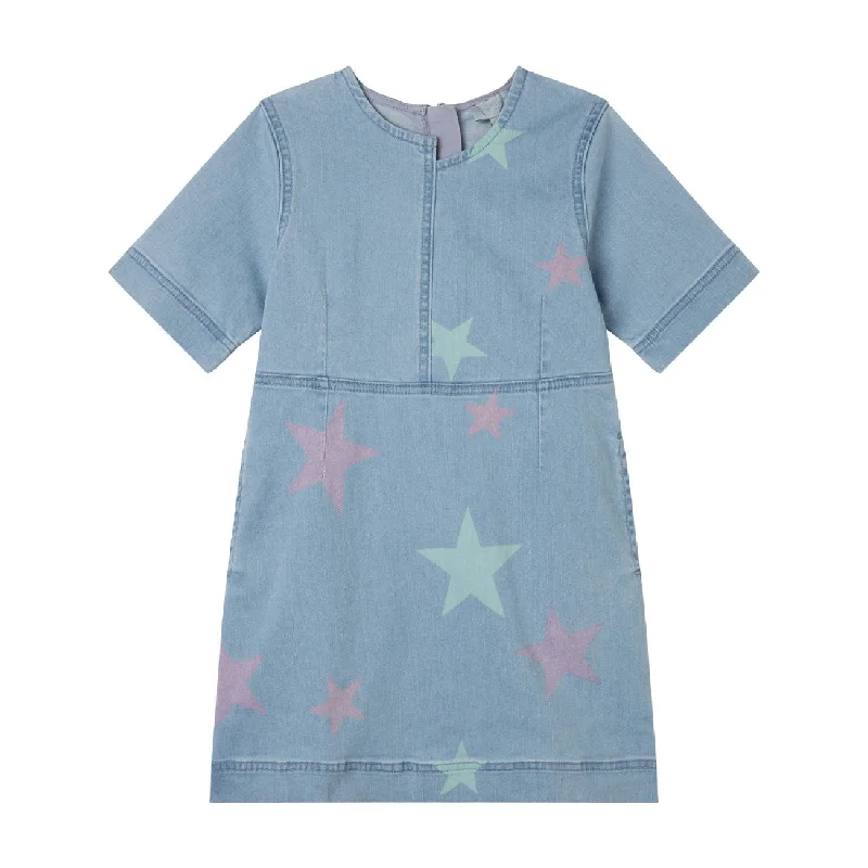 Stella Mccartney Blue Multicolor Stars Denim Dress